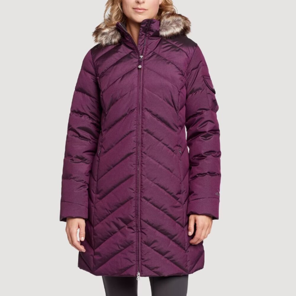 NWT Eddie Bauer Womens M Dark Plum Crystal Ridge 550 Down Parka Jacket $250